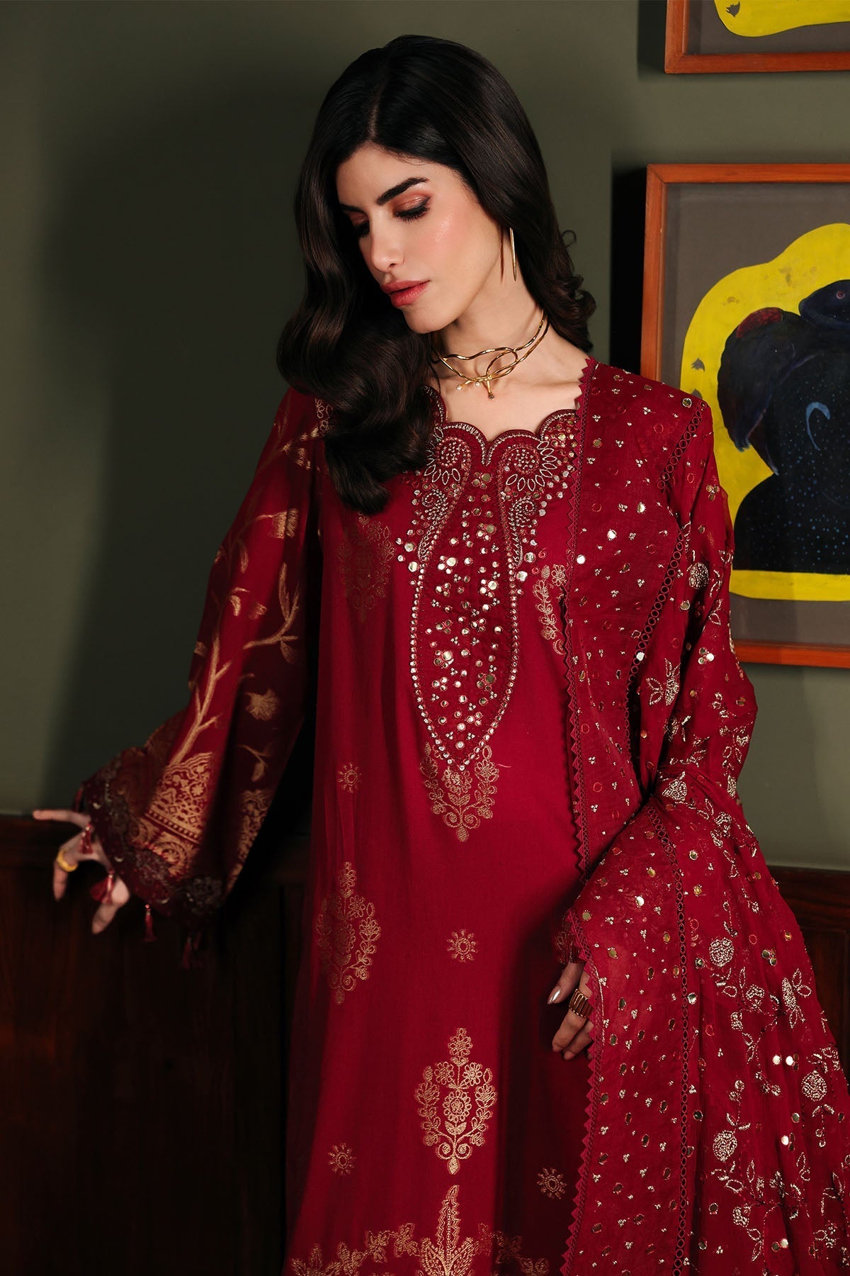 Nureh | Exclusive Jacquard | NE-225 - Luxury Dress - available at Maria Faisal in UK and USA.