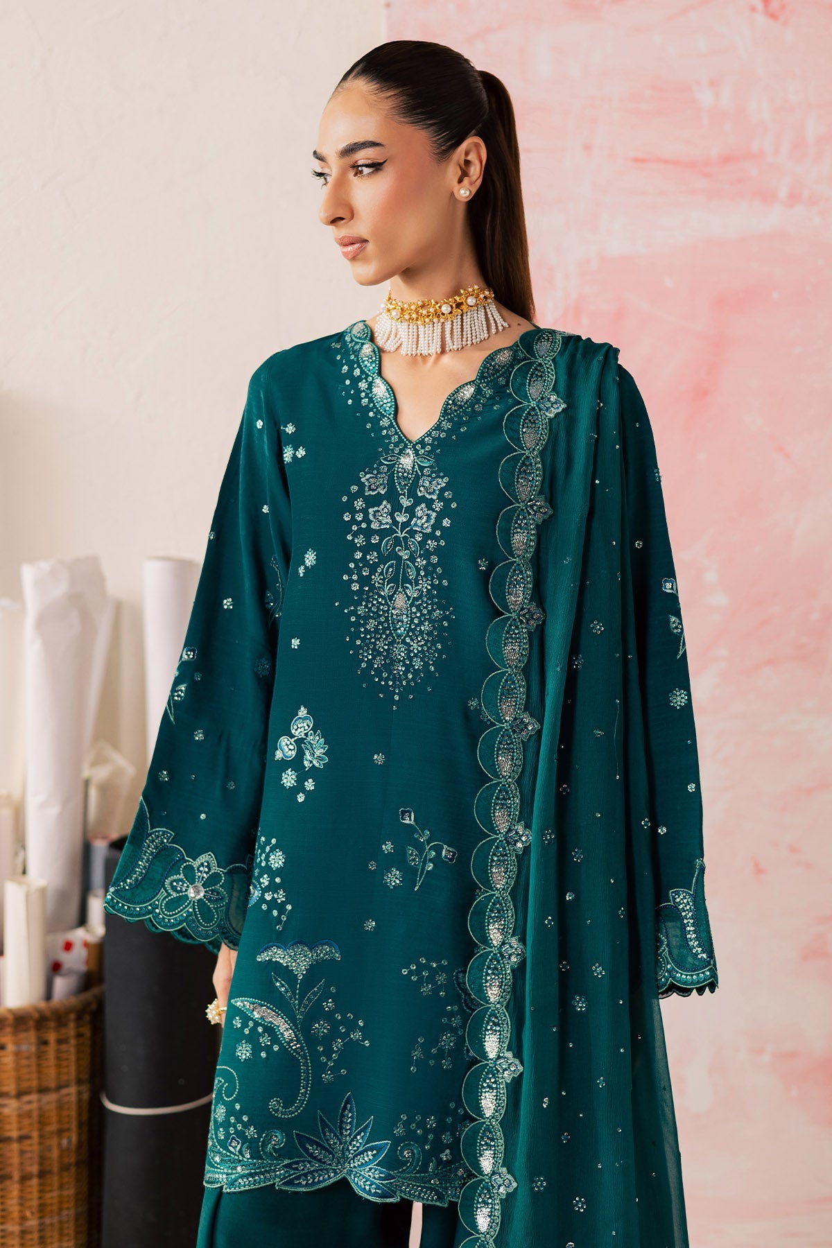 Nureh | Shades of Summer | NP-761 - Luxury Dress - available at Maria Faisal in UK and USA.
