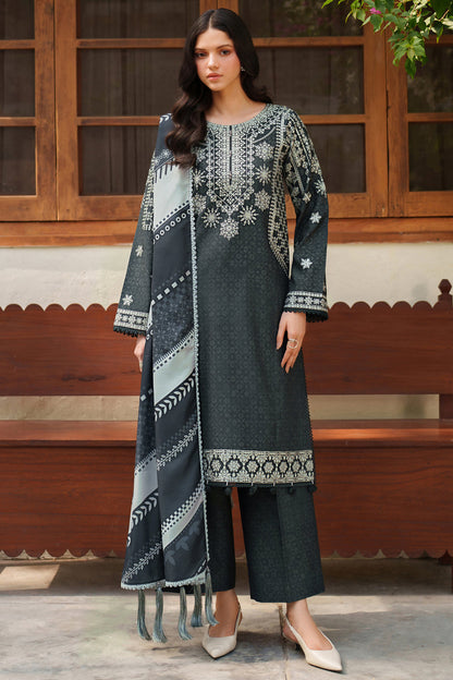 Farasha | Meline Premium Viscose 25 | Slate Gray - Luxury Dress - available at Maria Faisal in UK and USA.