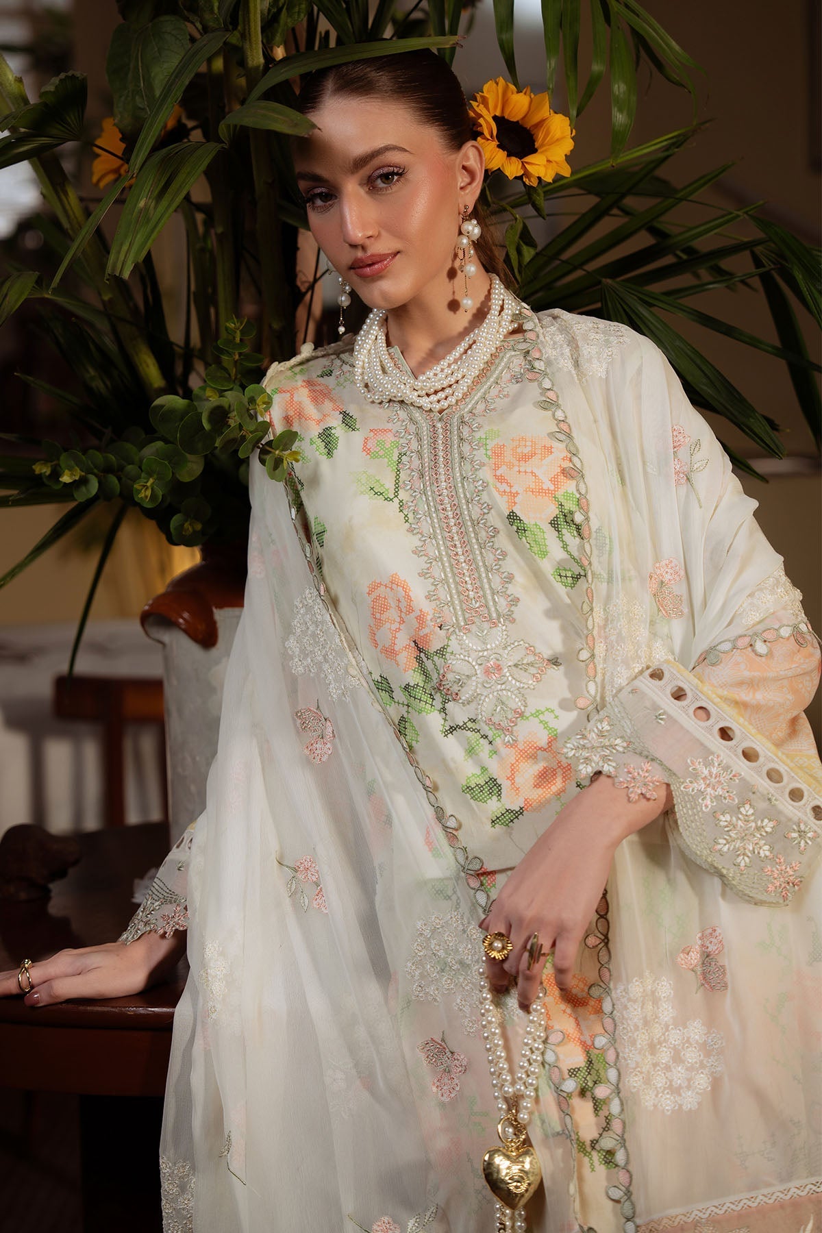 Nureh | Swiss Lawn | NS-163 - Luxury Dress - available at Maria Faisal in UK and USA.
