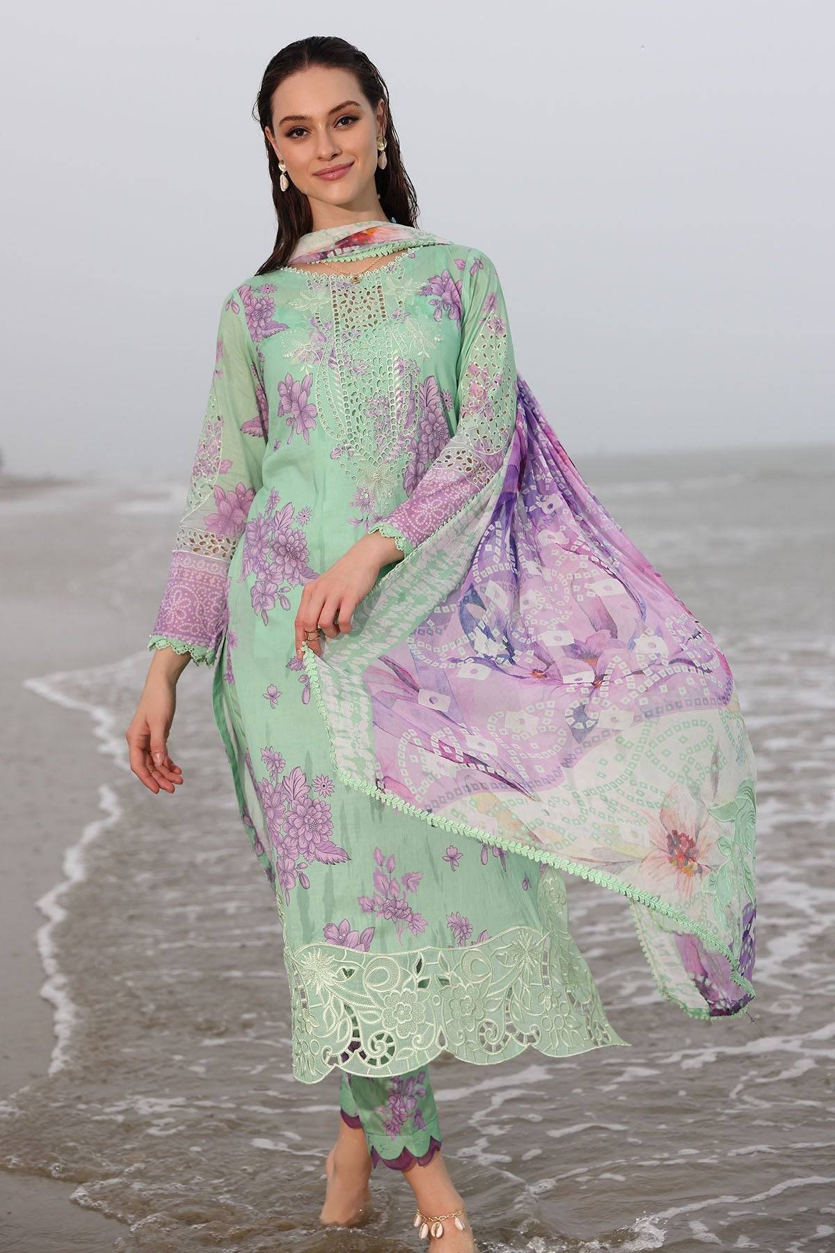 Nureh | Gardenia Embroidered Lawn 25 | NSG-174 by Maria Faisal - Registered Vendor of : Nureh - type : Ladies Clothes - 100% original wedding dresses