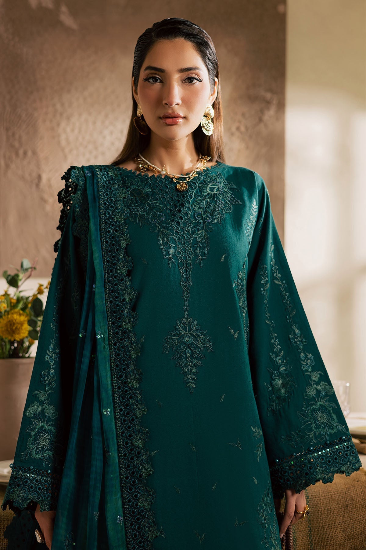 Nureh | Karandi Collection | NE-220 - Luxury Dress - available at Maria Faisal in UK and USA.