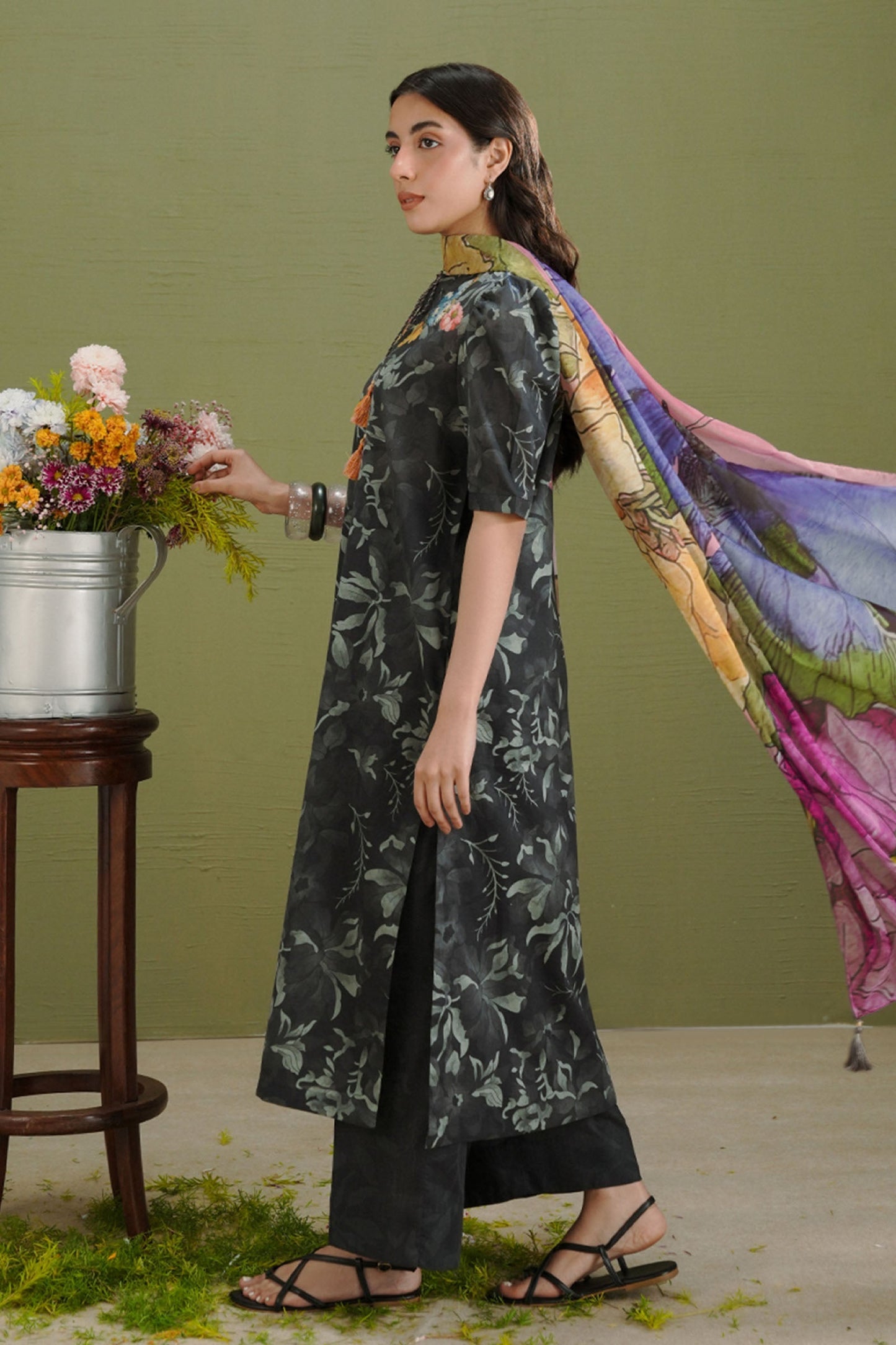 Zara Shahjahan | Coco Prints 26 | Gece-5B - Casual Dress - available at Maria Faisal in UK and USA.