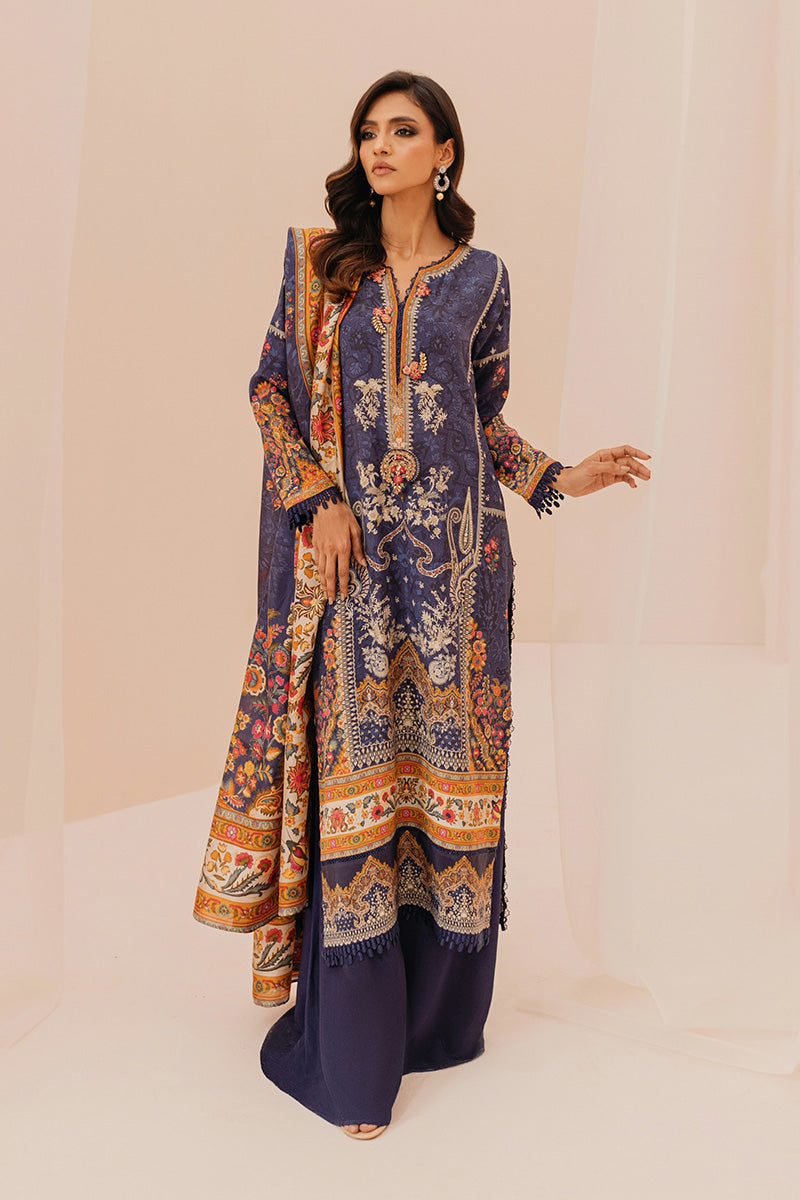 Mina Hasan | Signature Pret | Navy Garden - Luxury Dress - available at Maria Faisal in UK and USA.