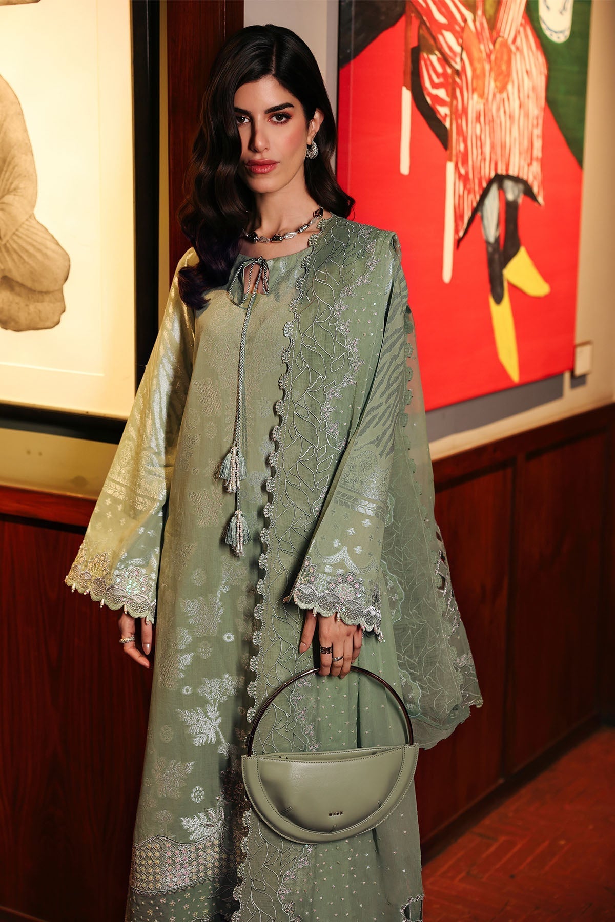 Nureh | Exclusive Jacquard | NE-226 - Luxury Dress - available at Maria Faisal in UK and USA.