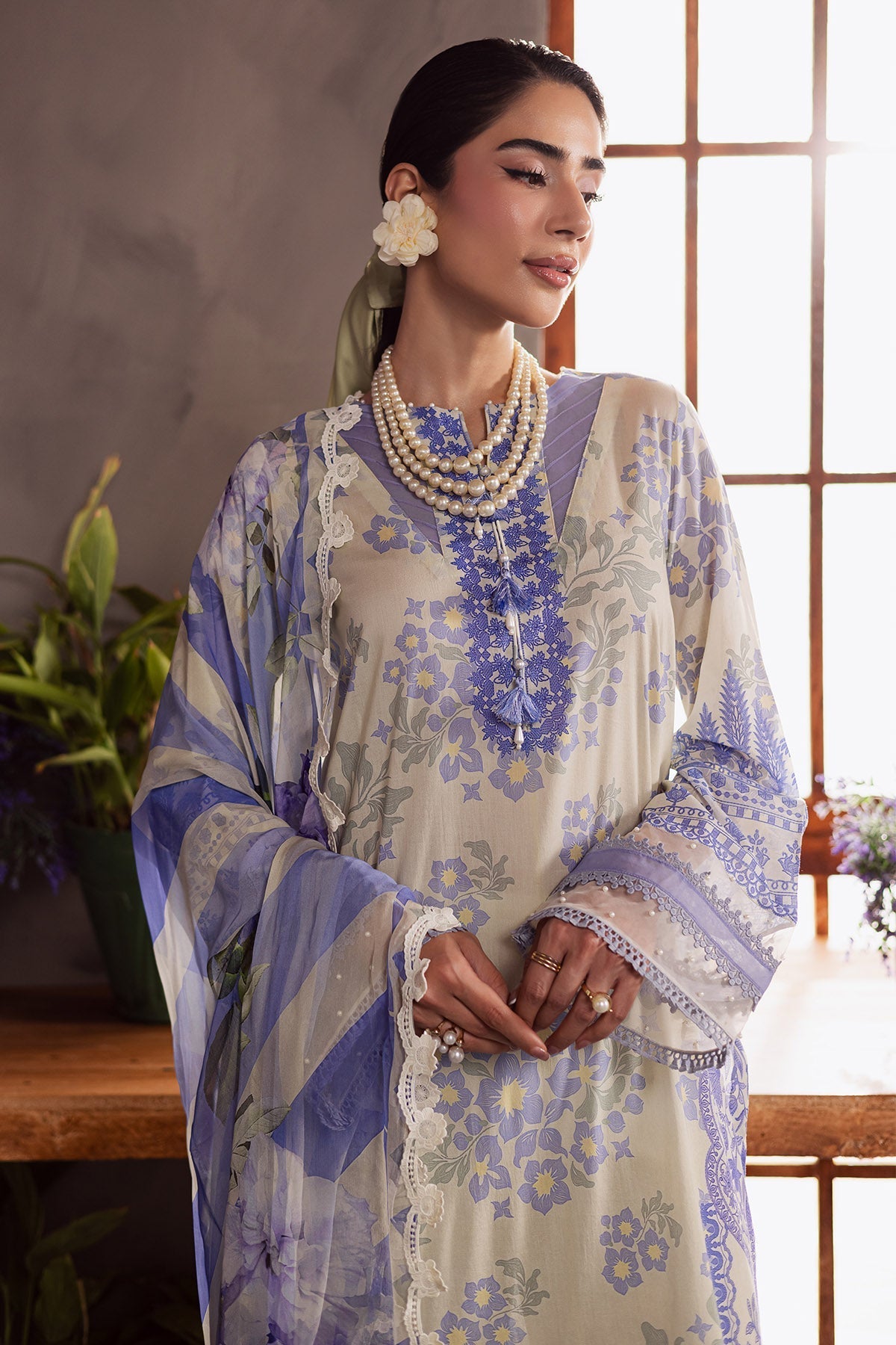 Nureh | Signature Prints 26 | SP-159 - Luxury Dress - available at Maria Faisal in UK and USA.