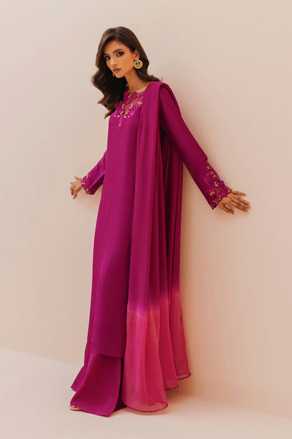 Mina Hasan | Signature Pret | Magenta Garden - Luxury Dress - available at Maria Faisal in UK and USA.