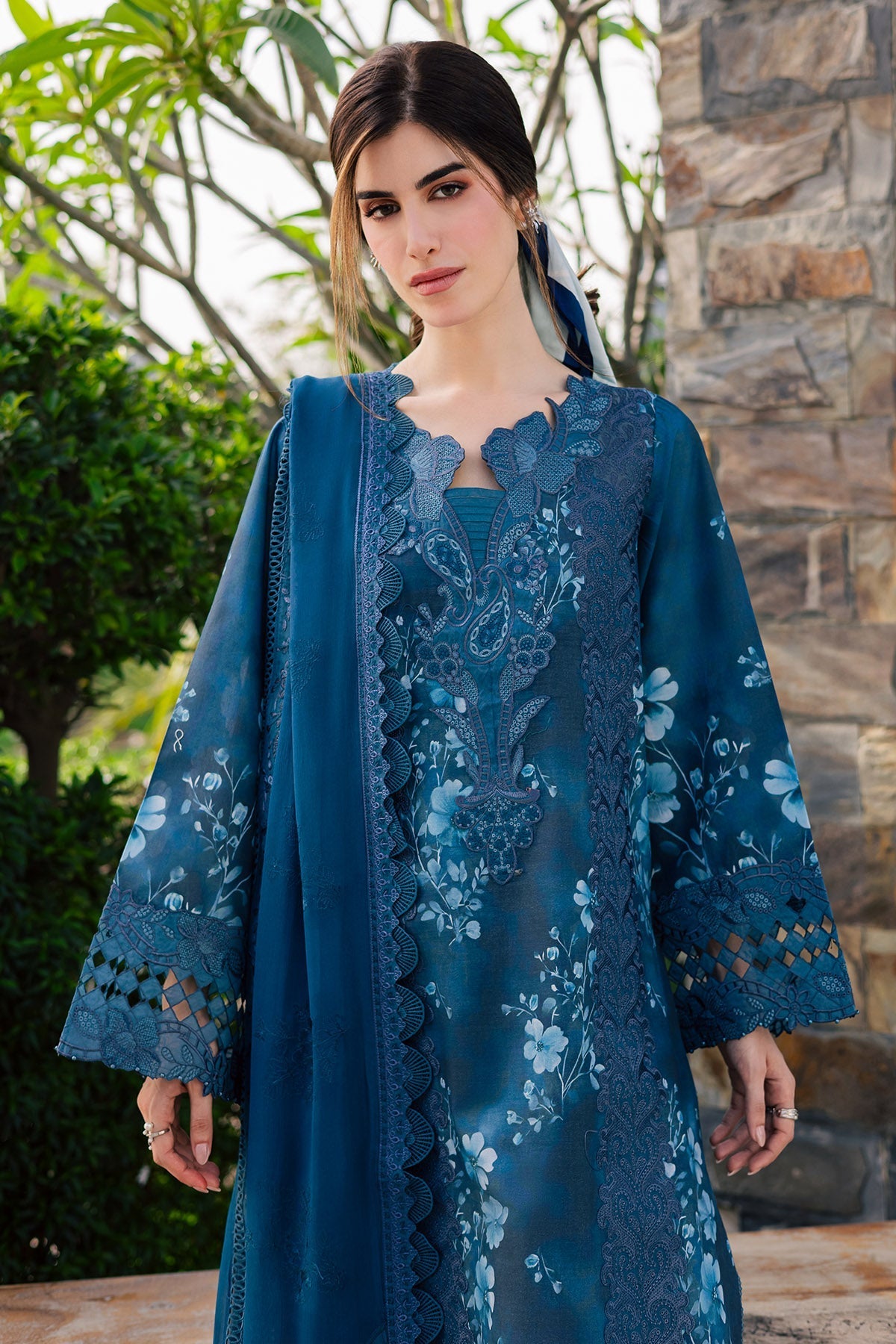 Nureh | Raha Lawn | NE-260 - Luxury Dress - available at Maria Faisal in UK and USA.
