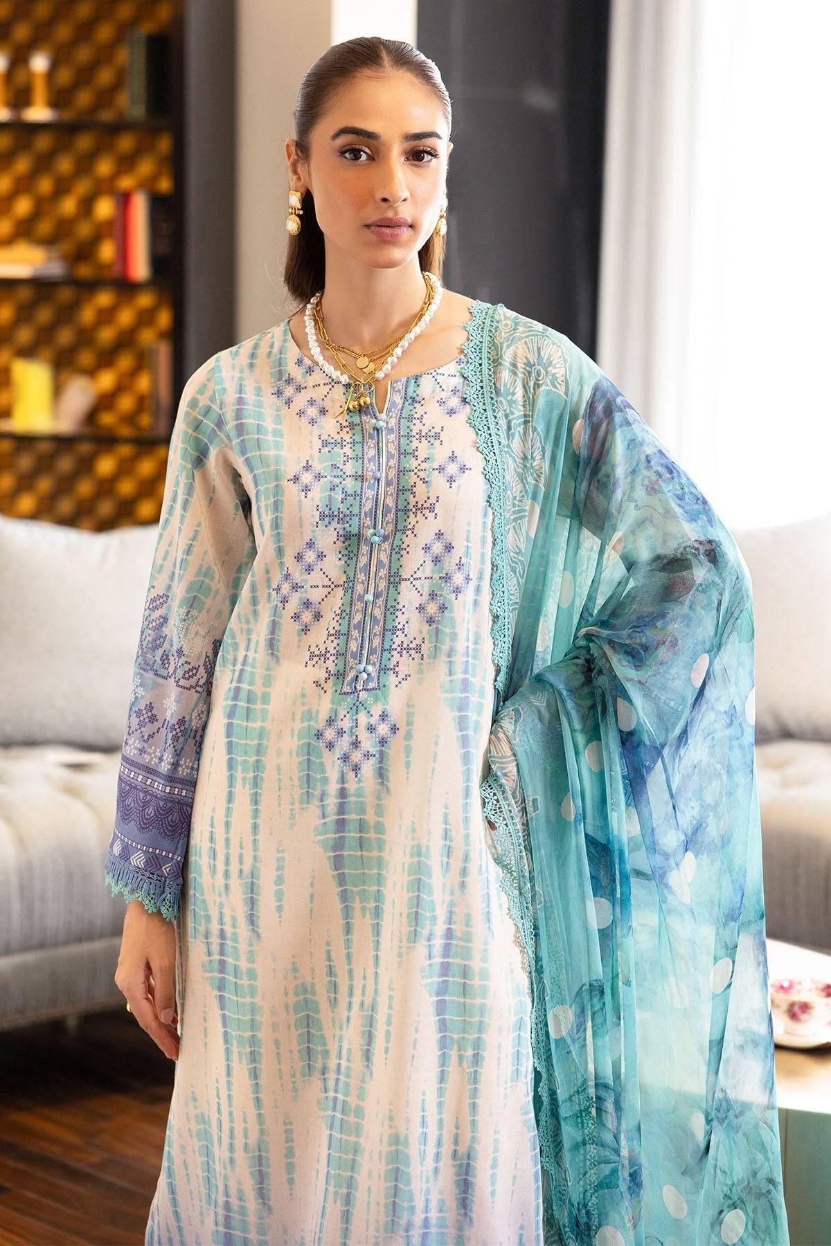 Nureh | Printed lawn 25 | SP-117 by Maria Faisal - Registered Vendor of : Nureh - type : Ladies Clothes - 100% original wedding dresses