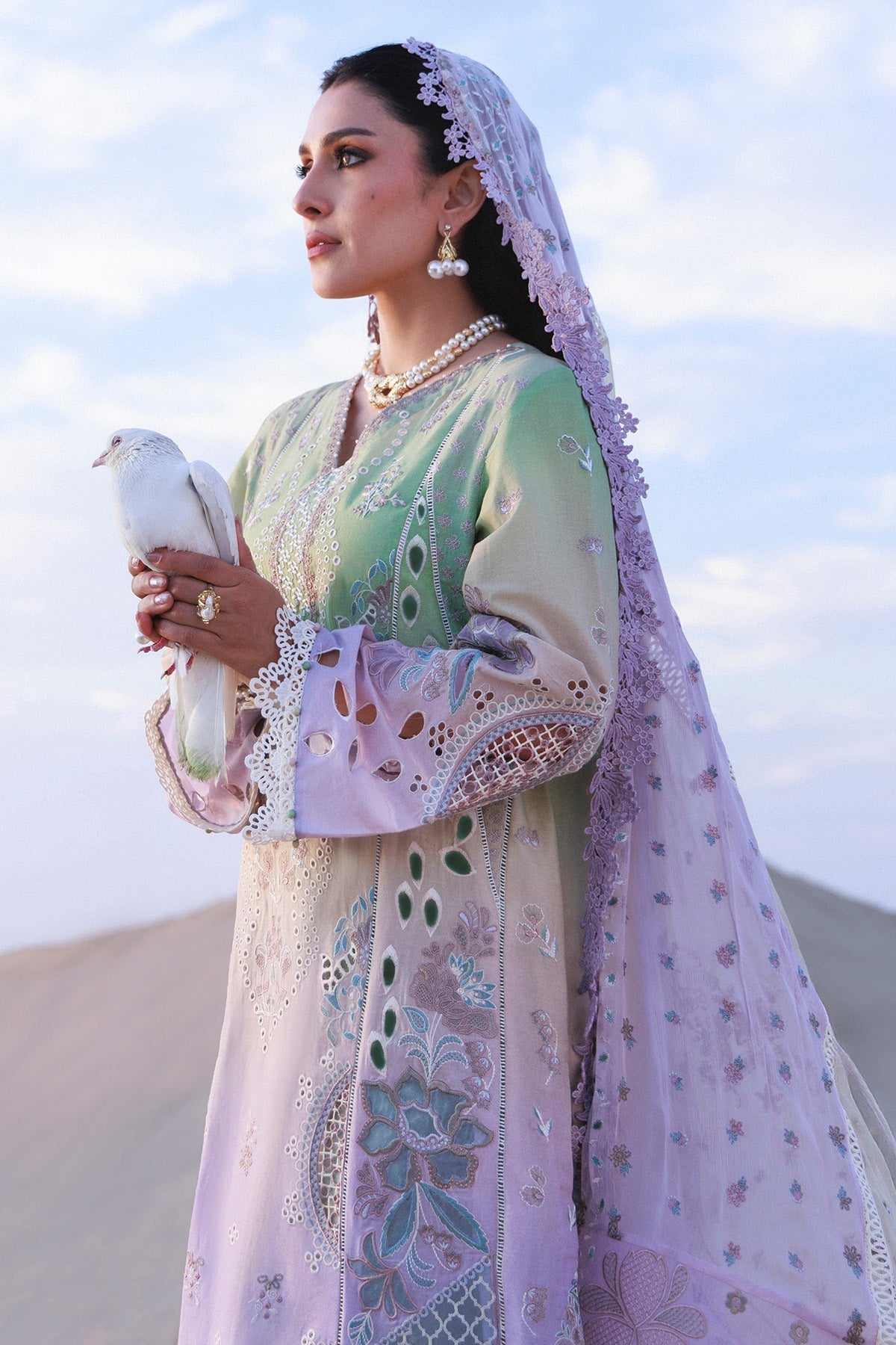 Nureh | Aman Luxe | Emelfie NE-228 - Luxury Dress - available at Maria Faisal in UK and USA.