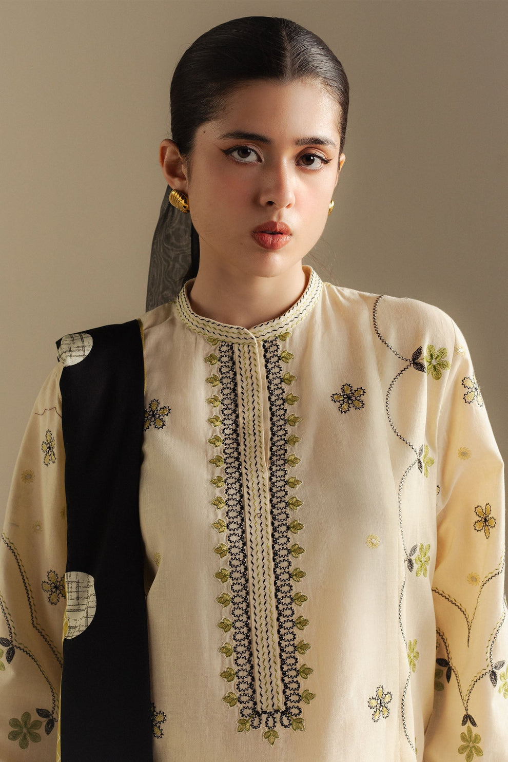 Zara Shahjahan | Coco Winter 25 | Fawn-8B - Luxury Dress - available at Maria Faisal in UK and USA.