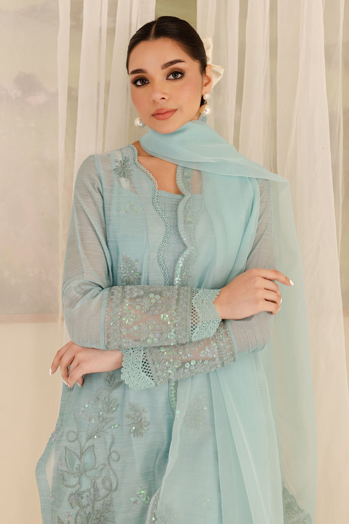 Nureh | Shades of Summer | NP-598 - Luxury Dress - available at Maria Faisal in UK and USA.