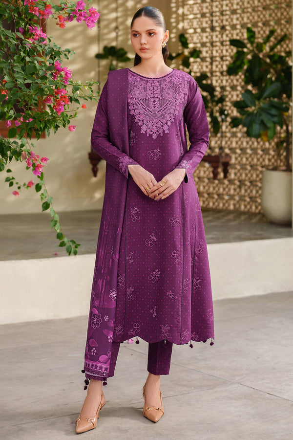 Farasha | Meline Premium Viscose 25 | Wild Plum - Luxury Dress - available at Maria Faisal in UK and USA.