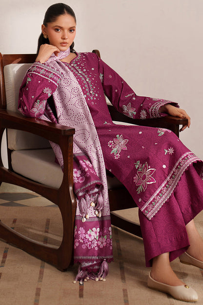 Farasha | Meline Premium Viscose 25 | Berry Blush - Luxury Dress - available at Maria Faisal in UK and USA.