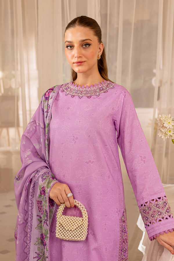 Farasha | Seraya Lawn 24 | VOILET - Designer Dress with Intricate embroidery and embellishments. Shop elegent wedding dress at Maria Faisal.