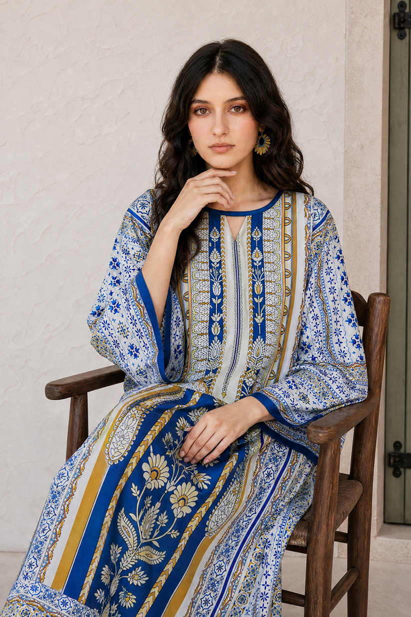 Saad Shaikh | Ease Fall Edit 26 | D-03 Kaftan - Casual Dress - available at Maria Faisal in UK and USA.