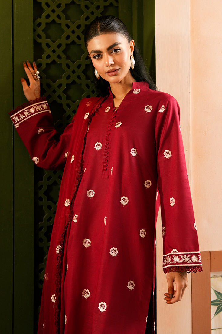 Marjjan | Leya Collection | MBL-99 (MAROON) - Luxury Dress - available at Maria Faisal in UK and USA.