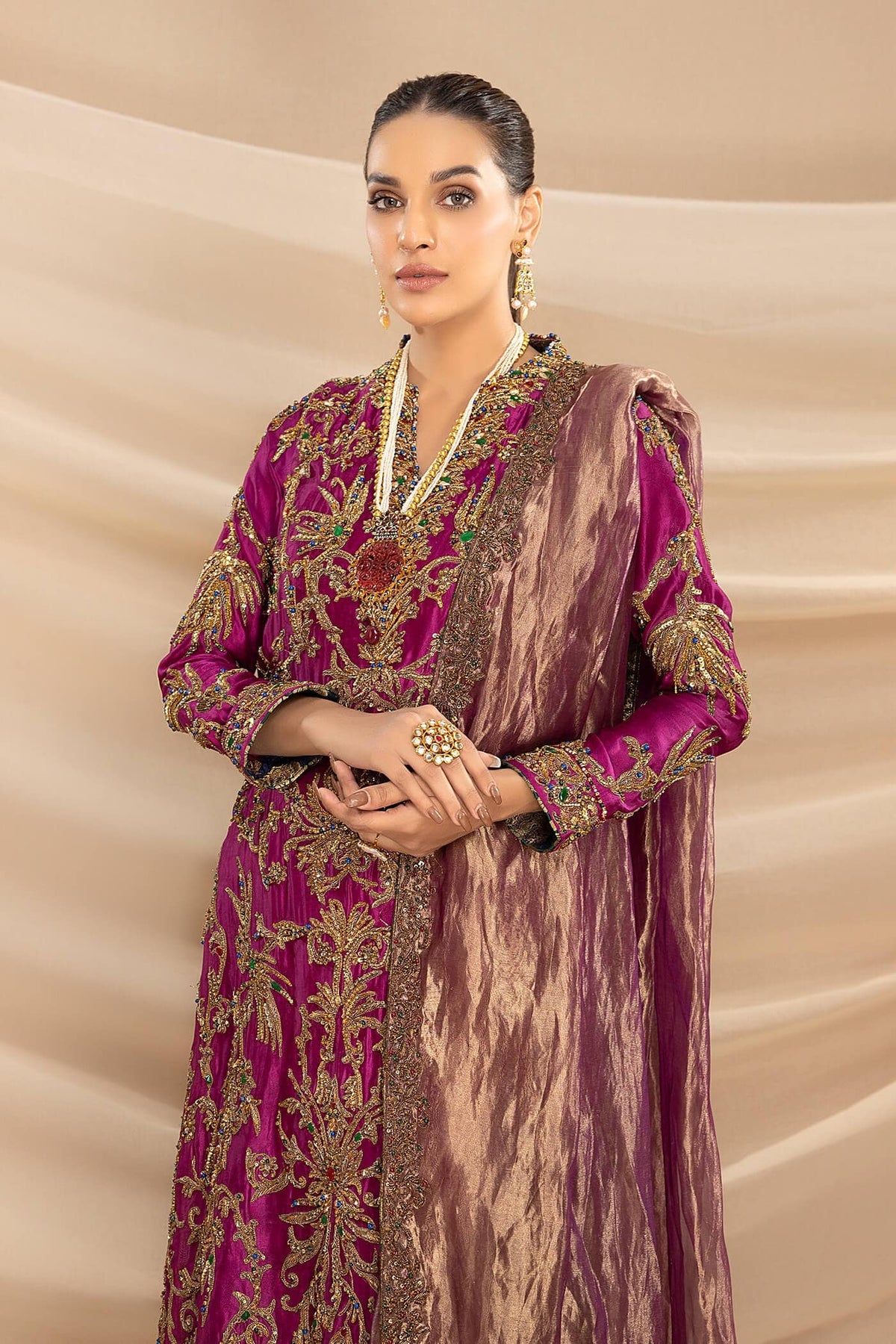 Nilofer Shahid | Shama e Mehfil | Wisaal e Yaar - Bridal Dress - available at Maria Faisal in UK and USA.