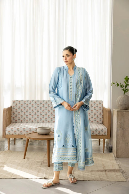 Wahaj M Khan | Sanam Luxe | Ice Bleu Sanam Sheesha - Luxury Dress - available at Maria Faisal in UK and USA.
