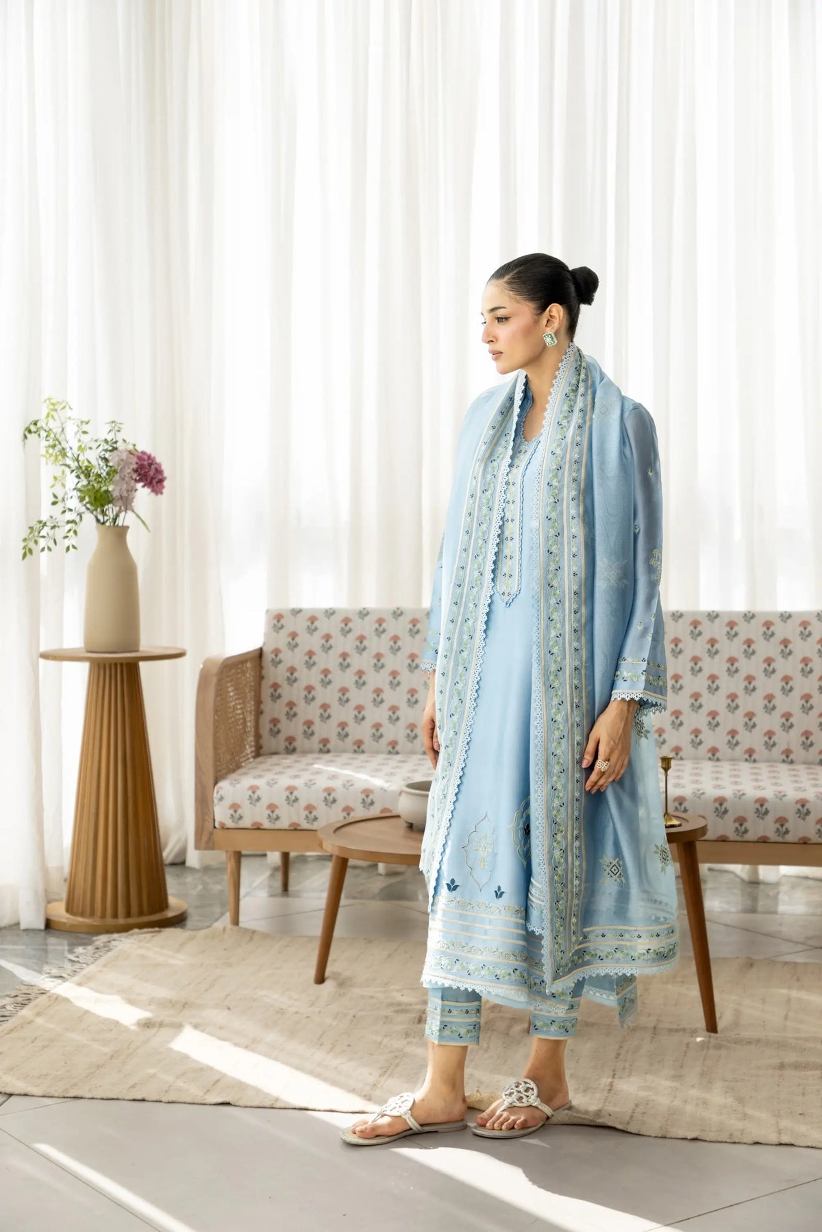 Wahaj M Khan | Sanam Luxe | Ice Bleu Sanam Sheesha - Luxury Dress - available at Maria Faisal in UK and USA.
