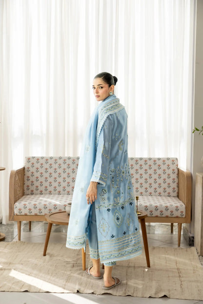 Wahaj M Khan | Sanam Luxe | Ice Bleu Sanam Sheesha - Luxury Dress - available at Maria Faisal in UK and USA.
