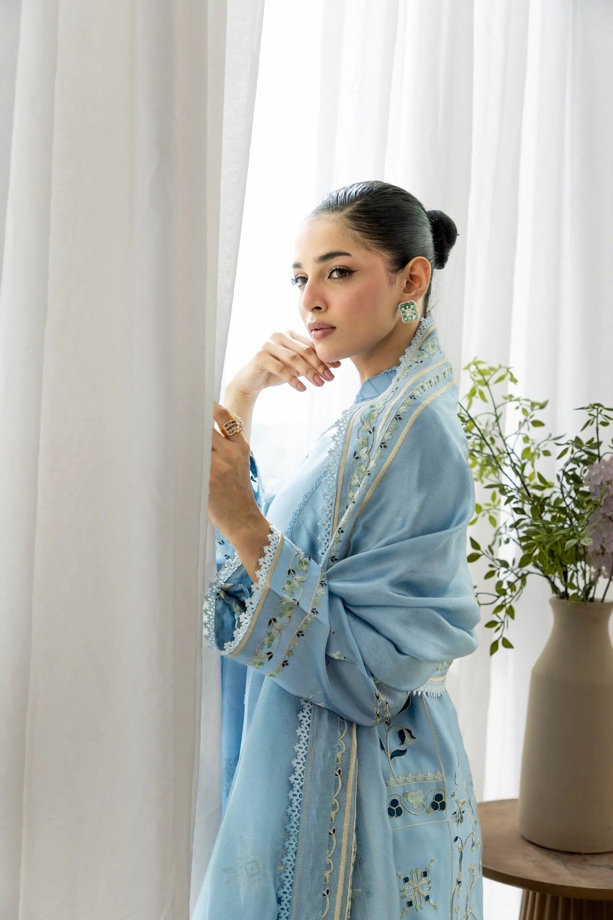 Wahaj M Khan | Sanam Luxe | Ice Bleu Sanam Sheesha - Luxury Dress - available at Maria Faisal in UK and USA.