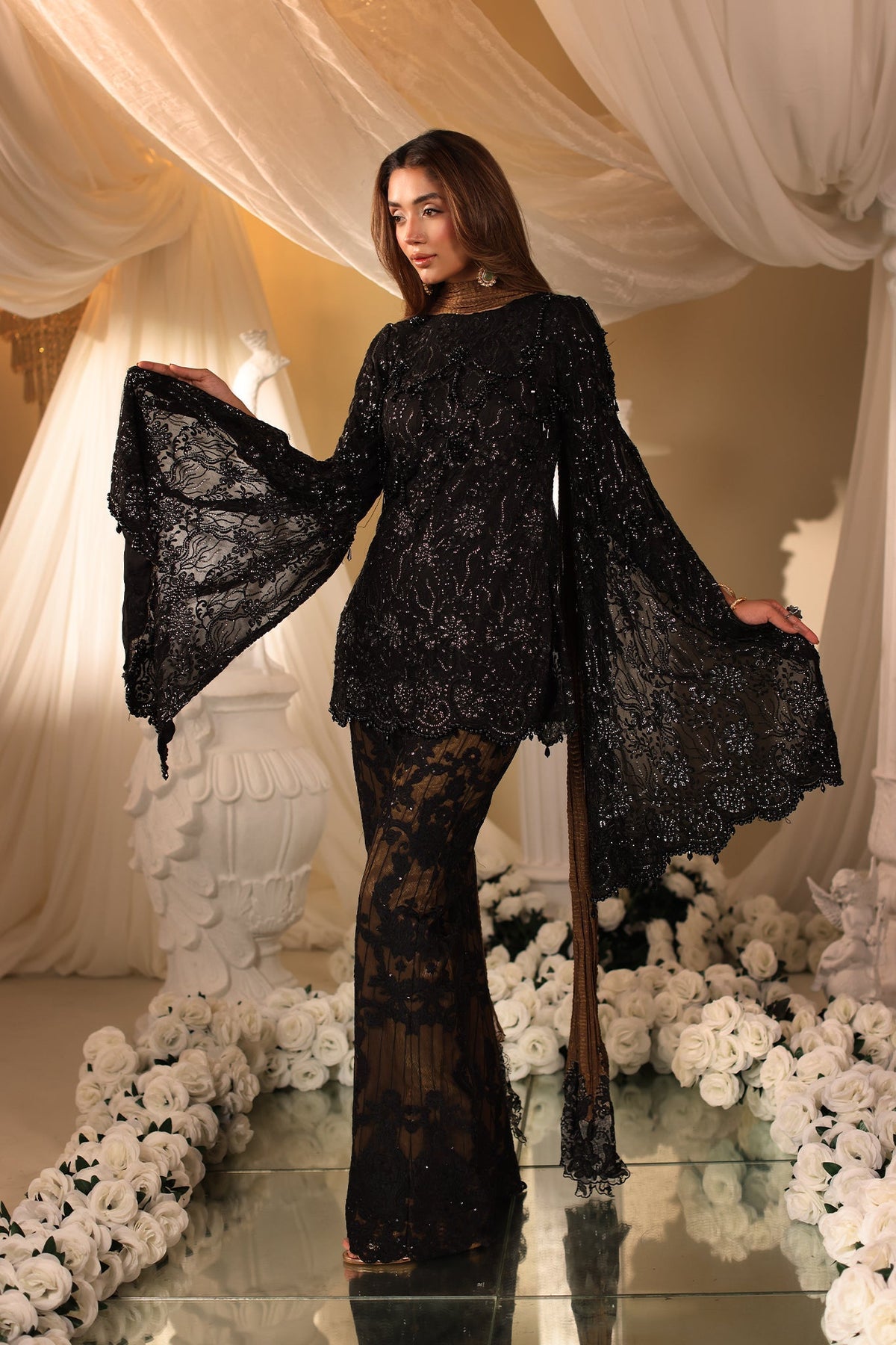 Musferah Saad | Casa Blance |Noir Symphony - Bridal Dress - available at Maria Faisal in UK and USA.