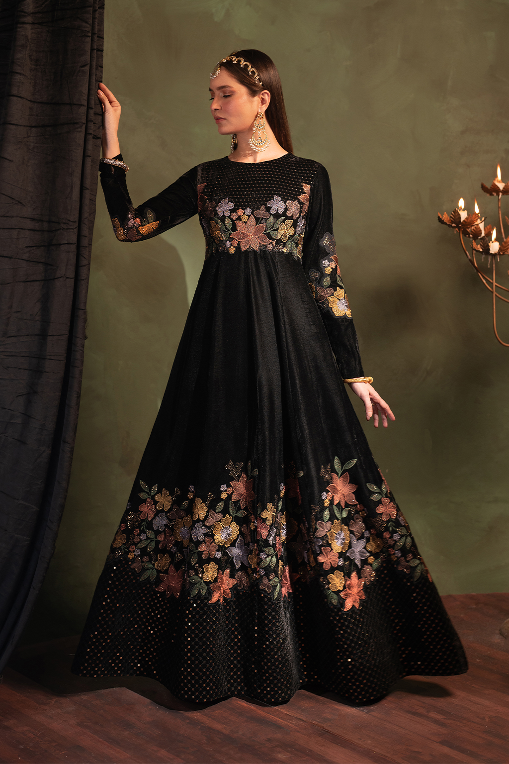 Iznik | Velvet 25 | IV-52 Embroidered Velvet - Formal Dress - available at Maria Faisal in UK and USA.
