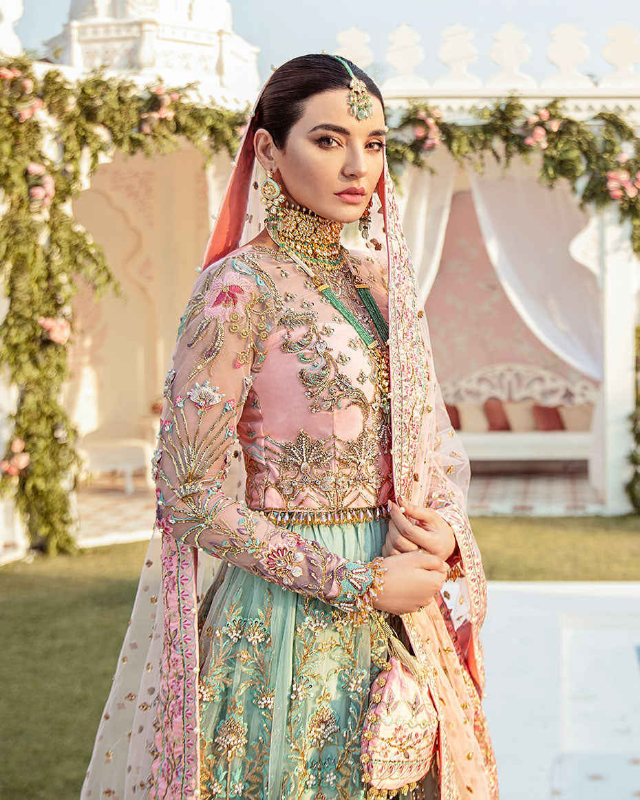 Gulaal | Wedding Formals | Joli Embroidered Net 3-Piece Suit WS-03 - Designer Dress with Intricate embroidery and embellishments. Shop elegent wedding dress at Maria Faisal.