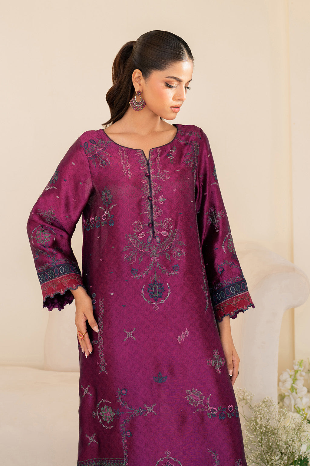 Iznik | Festive Formal | UE-436 Embroidered Pure silk - Ladies Clothes - Maria Faisal