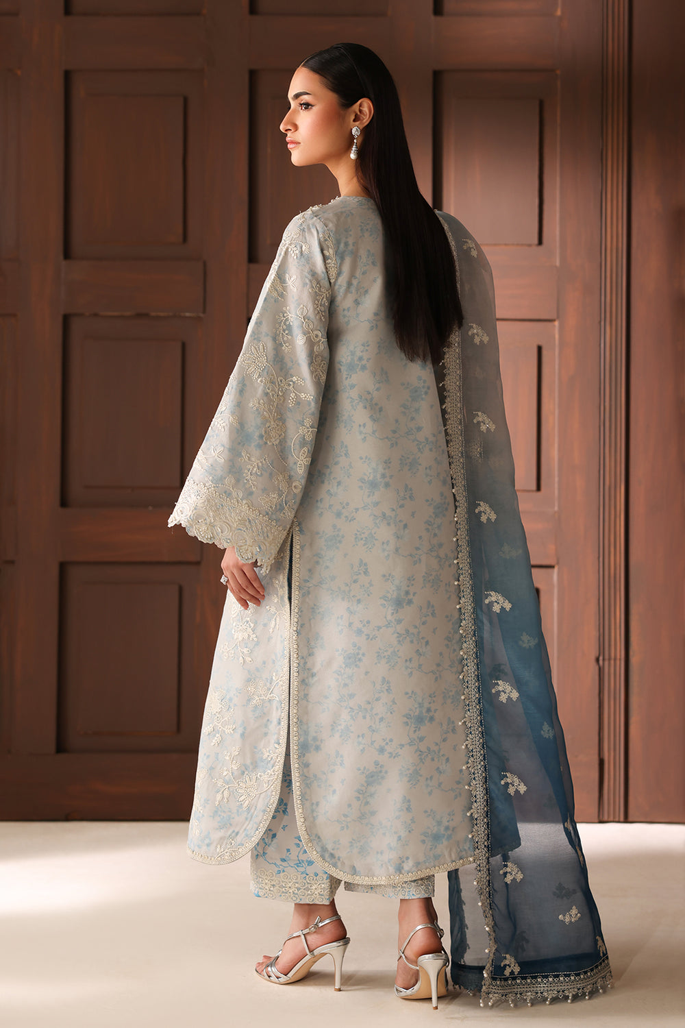 Baroque | Formals Collection | EMBROIDERED COTTON NET UF-4485 - Formal Dress - available at Maria Faisal in UK and USA.