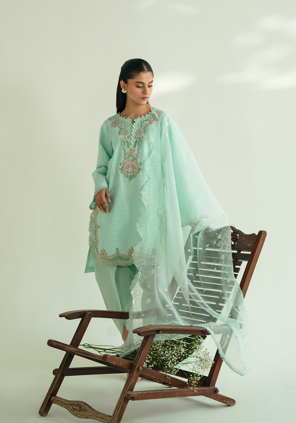 Zarqash | Whispers of Summer | SERENE BLOOM - Casual Dress - available at Maria Faisal in UK and USA.