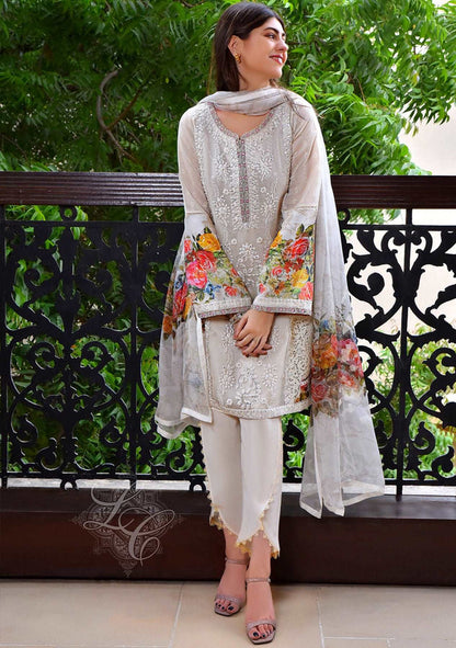 Layla Chatoor | Luxury Pret | Off White Gota Shirt - Luxury Dress - available at Maria Faisal in UK and USA.