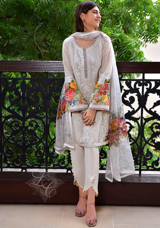 Layla Chatoor | Luxury Pret | Off White Gota Shirt - Luxury Dress - available at Maria Faisal in UK and USA.