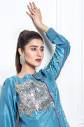 Hana | Eclectic Ready to Wear | Cerulian Spark - Designer Dress with Intricate embroidery and embellishments. Shop elegent wedding dress at Maria Faisal.