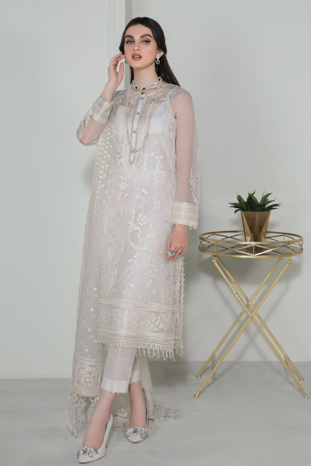 Baroque | Formals Collection | EMBROIDERED ORGANZA UF-186 - Formal Dress - available at Maria Faisal in UK and USA.