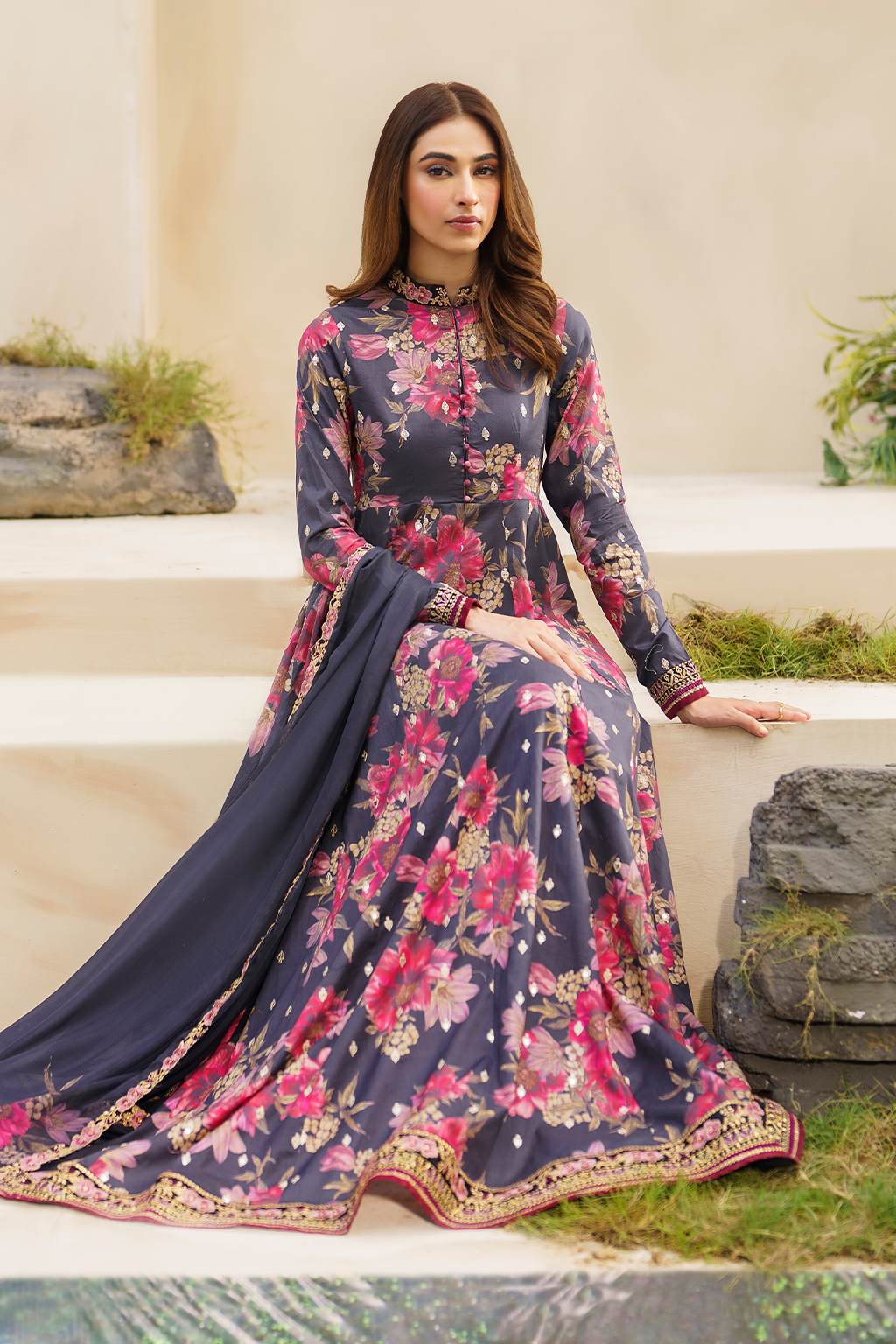 Iznik | Festive lawn 24 | SFL-12 - Designer Dress with Intricate embroidery and embellishments. Shop elegent wedding dress at Maria Faisal.