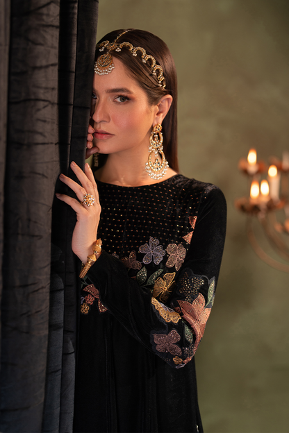 Iznik | Velvet 25 | IV-52 Embroidered Velvet - Formal Dress - available at Maria Faisal in UK and USA.