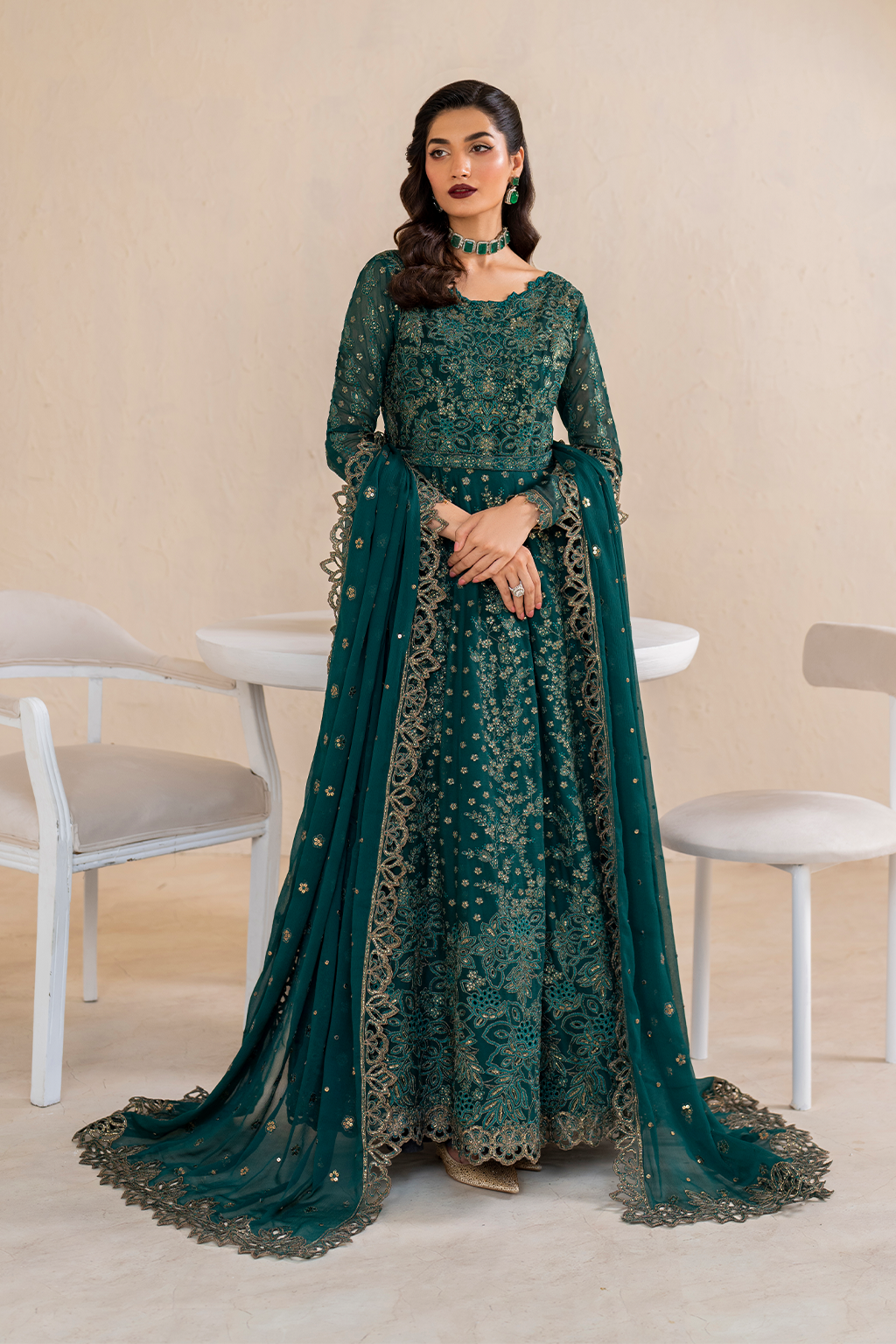 Iznik | Chinnon Chiffon | CC-47 Embroidered Chiffon - Ladies Clothes - Maria Faisal