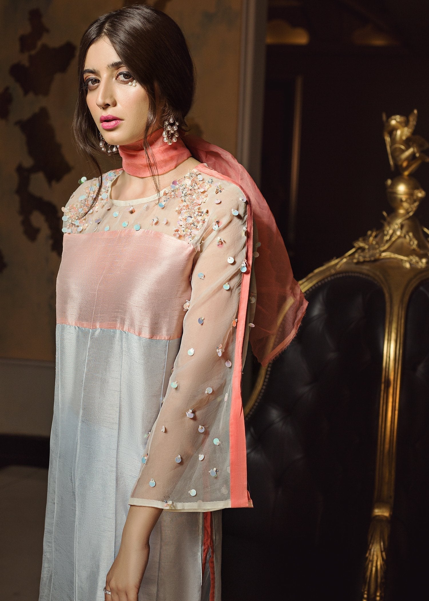 Hana | Serendipity Ready to Wear | Peppermint - Designer Dress with Intricate embroidery and embellishments. Shop elegent wedding dress at Maria Faisal.