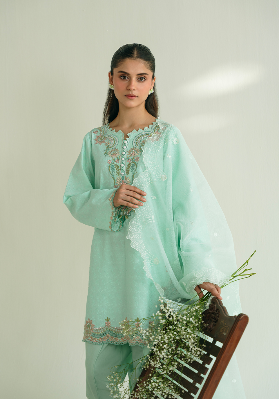 Zarqash | Whispers of Summer | SERENE BLOOM - Casual Dress - available at Maria Faisal in UK and USA.
