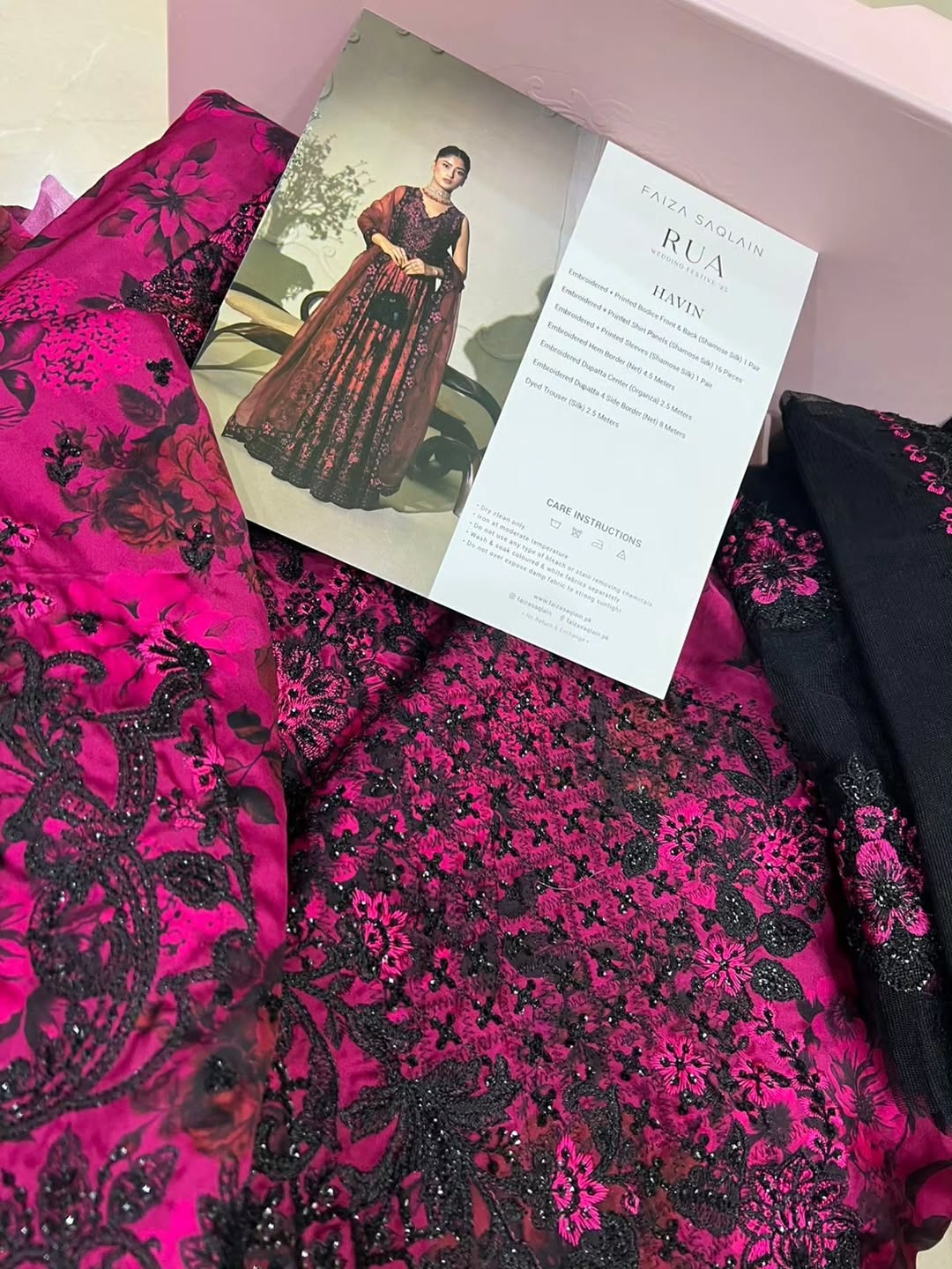 Magenta Embroidered Shamose Silk Pishwas - Faiza Saqlain | Rua Wedding Formals | Havin