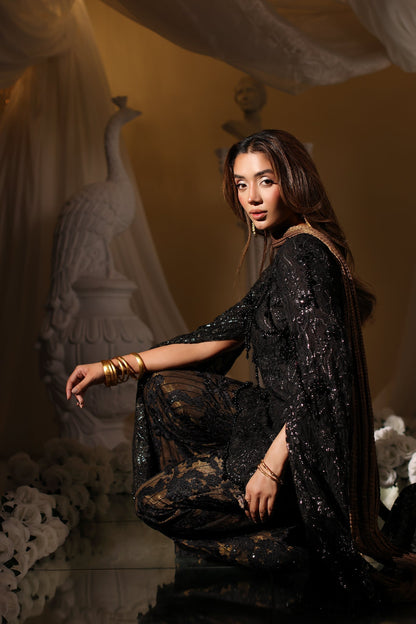 Musferah Saad | Casa Blance |Noir Symphony - Bridal Dress - available at Maria Faisal in UK and USA.