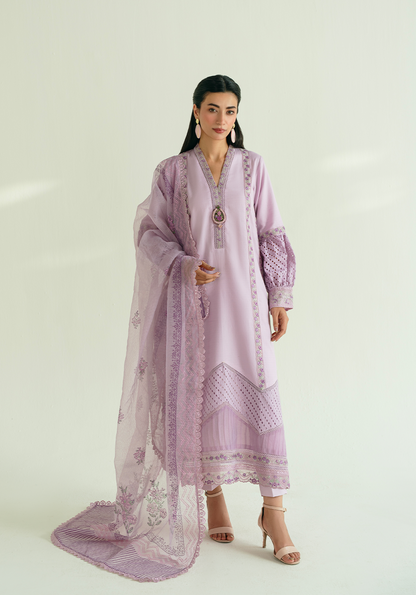 Zarqash | Whispers of Summer | LAVENDER VINES - Casual Dress - available at Maria Faisal in UK and USA.
