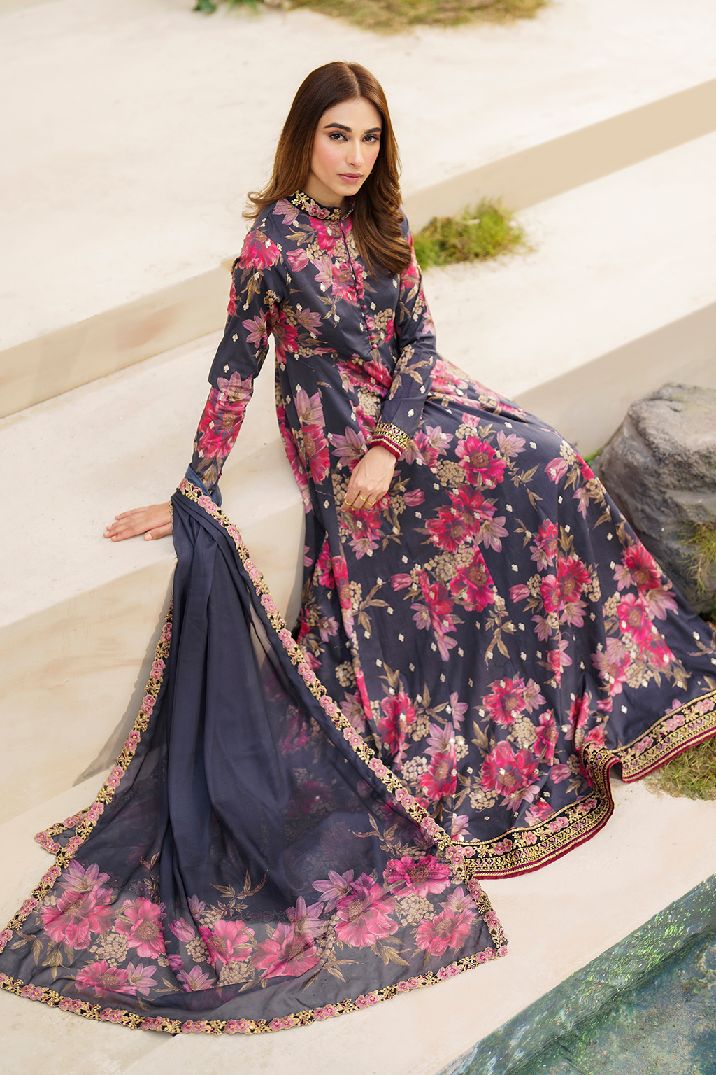 Iznik | Festive lawn 24 | SFL-12 - Designer Dress with Intricate embroidery and embellishments. Shop elegent wedding dress at Maria Faisal.