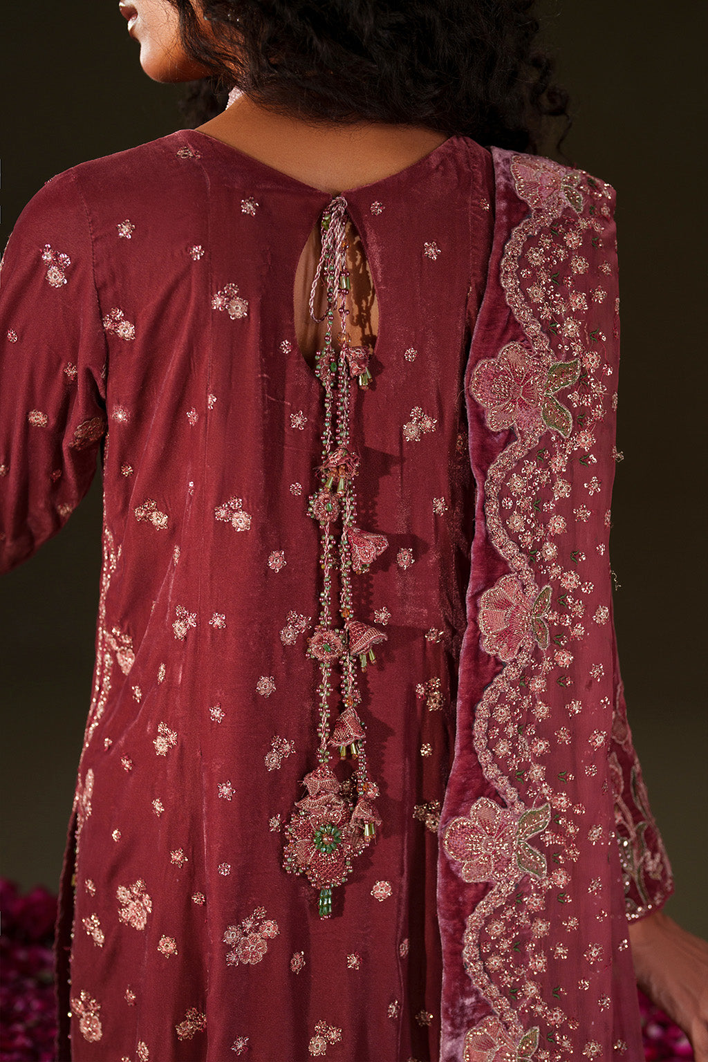 Iznik | Velvet 25 | IV-75 Embroidered Velvet - Formal Dress - available at Maria Faisal in UK and USA.