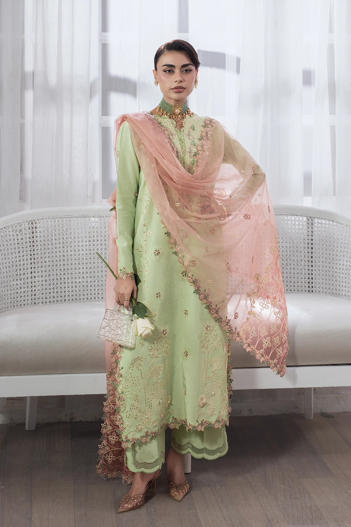 Rangrasiya | Lumeire Silk |Alma - Luxury Dress - available at Maria Faisal in UK and USA.