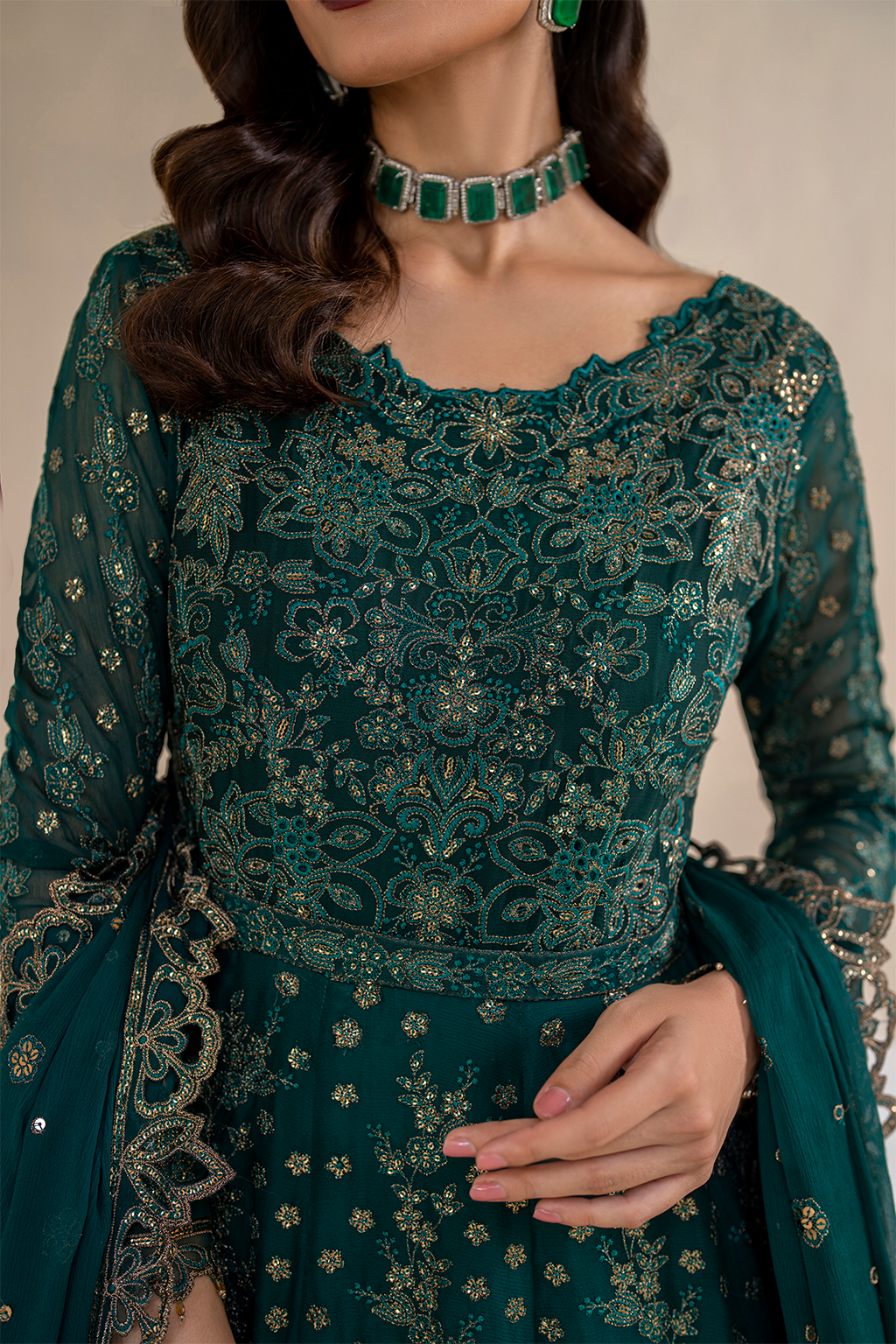 Iznik | Chinnon Chiffon | CC-47 Embroidered Chiffon - Ladies Clothes - Maria Faisal