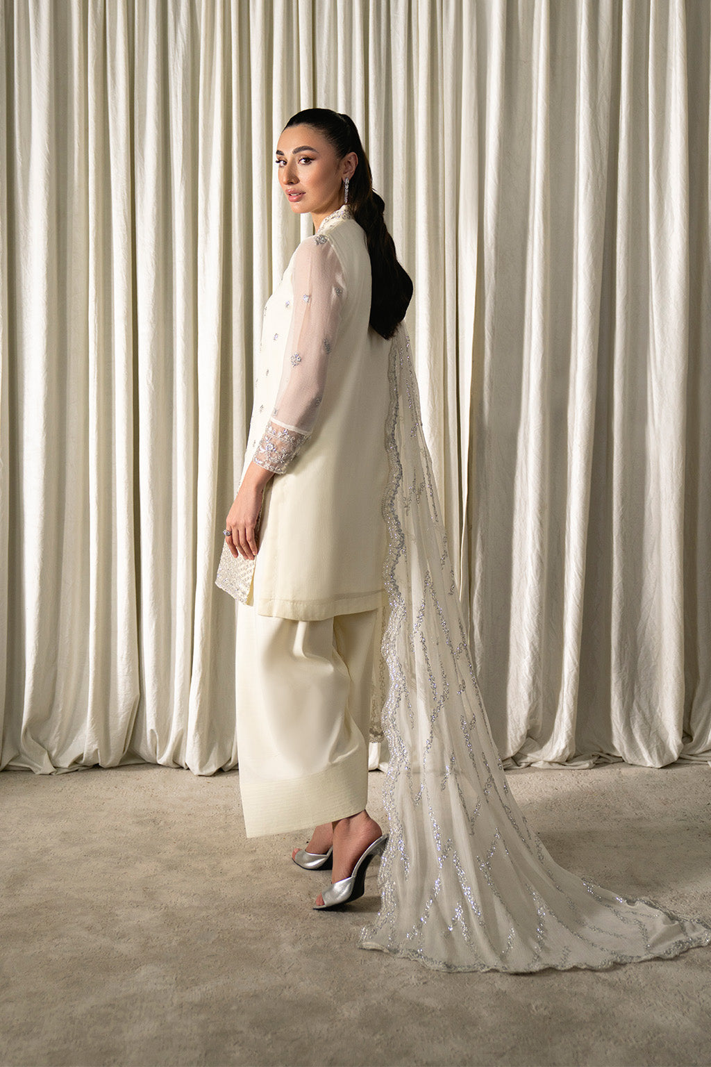 Neeshay | Ready to Wear Chiffon | RTW-CHFN-06 White - Ladies Clothes - Maria Faisal