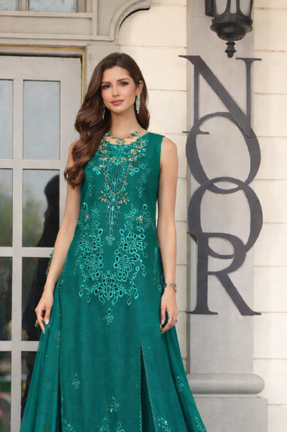 Noor by Saadia Asad | Eid Luxe Chikankari 26 | D1 - Malachite Green - Luxury Dress - available at Maria Faisal in UK and USA.